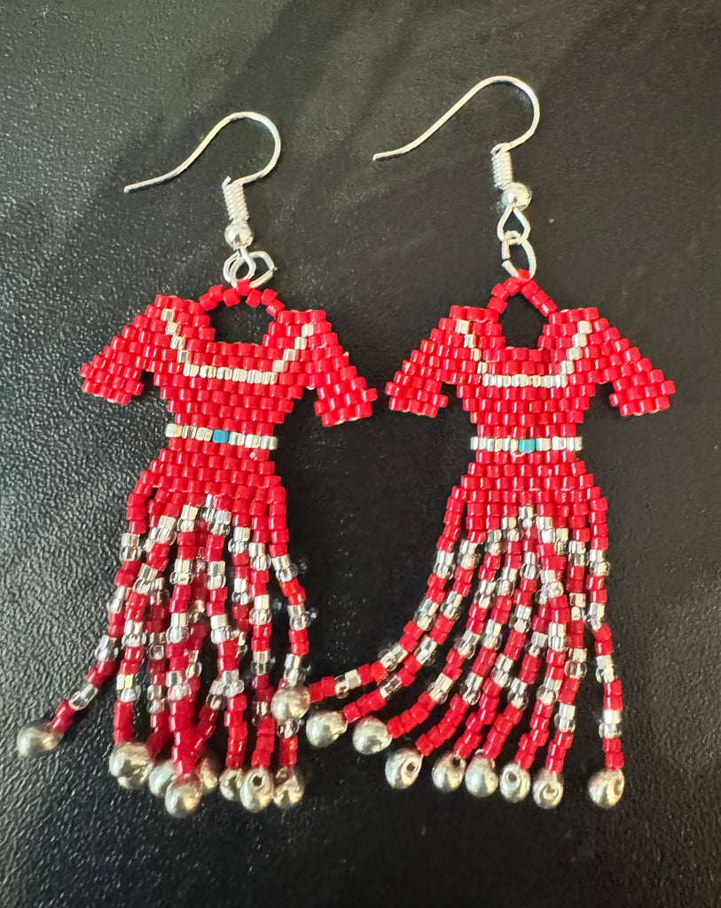 red dress earrings pattern Indigenous Artists Red Dress Earring Pattern Earring MMIW Beaded