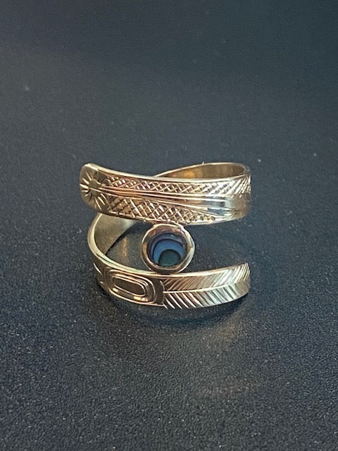 14 K Gold Wrap Rings With Abalone Inset By Haida Artist Carmen Goertze ...